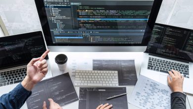 Team of developer programmer working on project in software development computer in IT company office, Writing codes and data code website and coding database technologies to find problem solution.